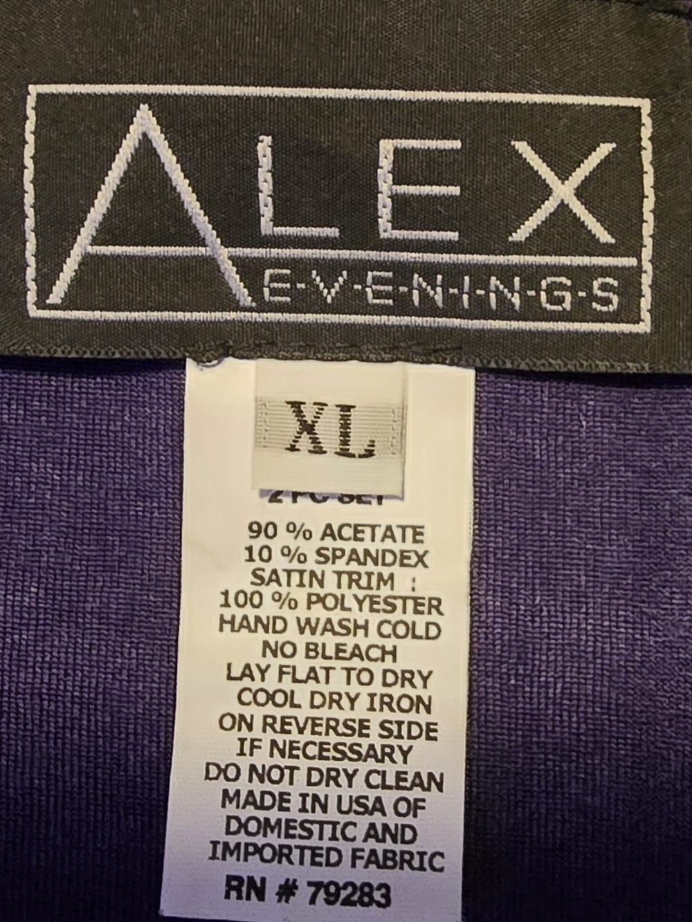 Alex Evenings Purple Patterned Open-Front Jacket - Picture 3 of 3